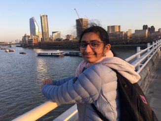 Ritthigaa Anabayan overlooking the River Thames in London