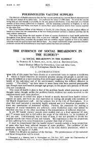 Patricia Shaw's contribution in the 1957 paper on ‘social breakdown in the elderly’